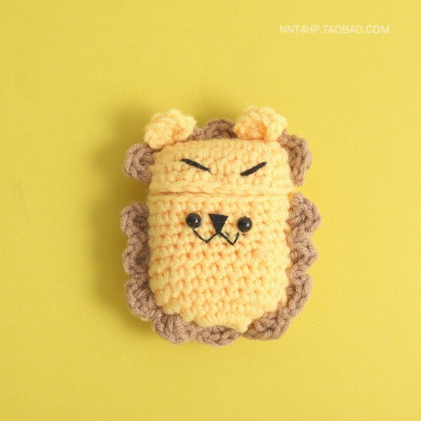 Wholesale Airpod Pro Cute Design Cartoon Handcraft Wool Fabric Cover Skin (Lion)